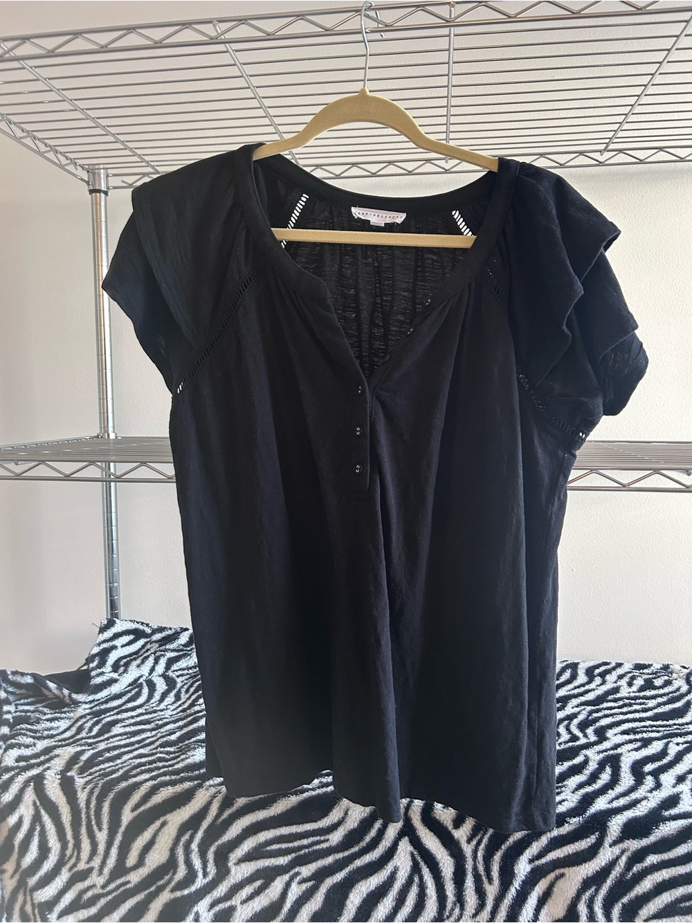Women’s Black Henley Sleeve Top